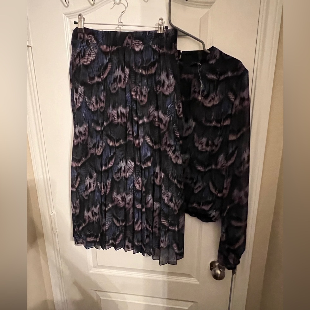 RACHEL Rachel Roy Black and Purple Midi Skirt - Picture 1 of 4